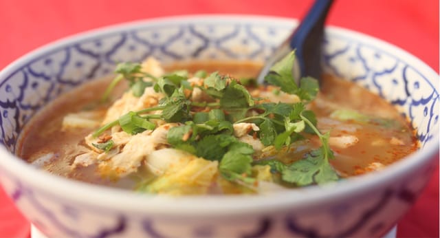 Thai Spicy Chicken Noodle Soup.