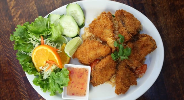 Fried Tilapia over Fried Rice.